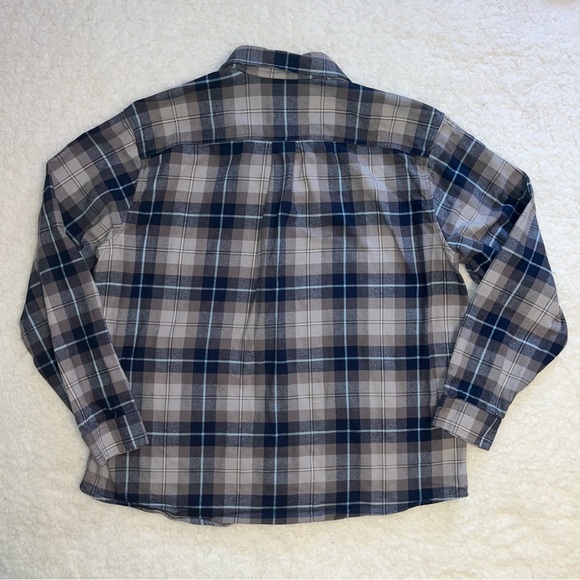 Eddie Bauer Plaid Flannel Button Down Shirt Blue Gray Men’s XL - Picture 2 of 6